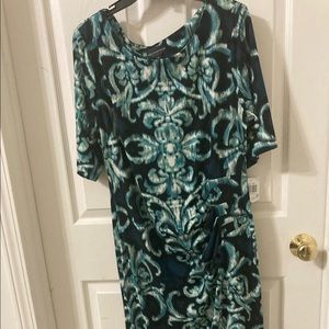 Nwt knee lenght dress, dark blue green, elbow lenght sleeves